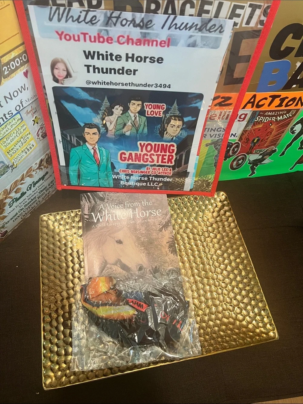 #2656”Voice from the White Horse Book with Themed Headband - White/black/orange